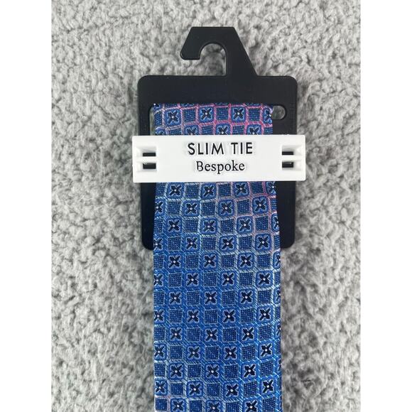 Bespoke Slim Tie Mens One Size Blue Purple Geometric Multicolor NWT - Picture 2 of 7